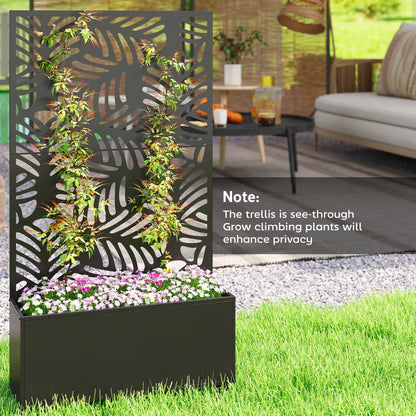 Metal Planter Box With Trellis, Raised Garden Bed With Monstera Leaf Cut-Out Galvanized Planter Boxes at Gallery Canada