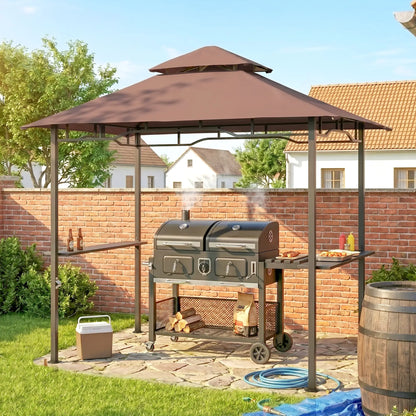 8' x 5' BBQ Grill Gazebo Tent, Double Tiered Canopy, Outdoor Sun Shade BBQ Grill Gazebos at Gallery Canada