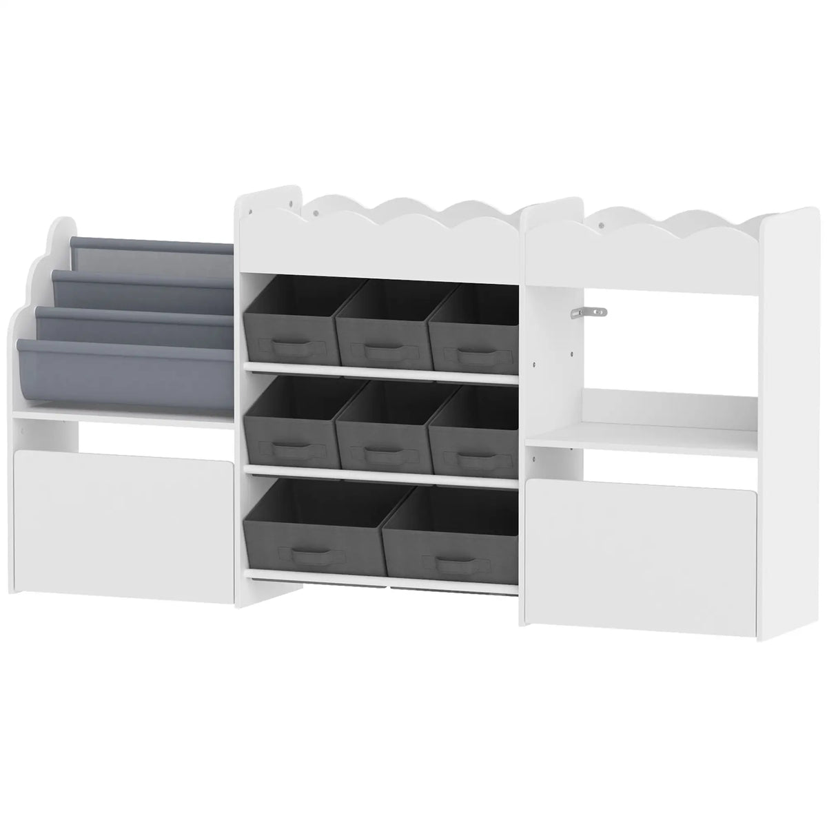 Kids Toy Storage Organizer, Bookshelf with 8 Fabric Bins, 2 Rolling Drawers, White Bookshelves & Bookcases Multi Colour at Gallery Canada