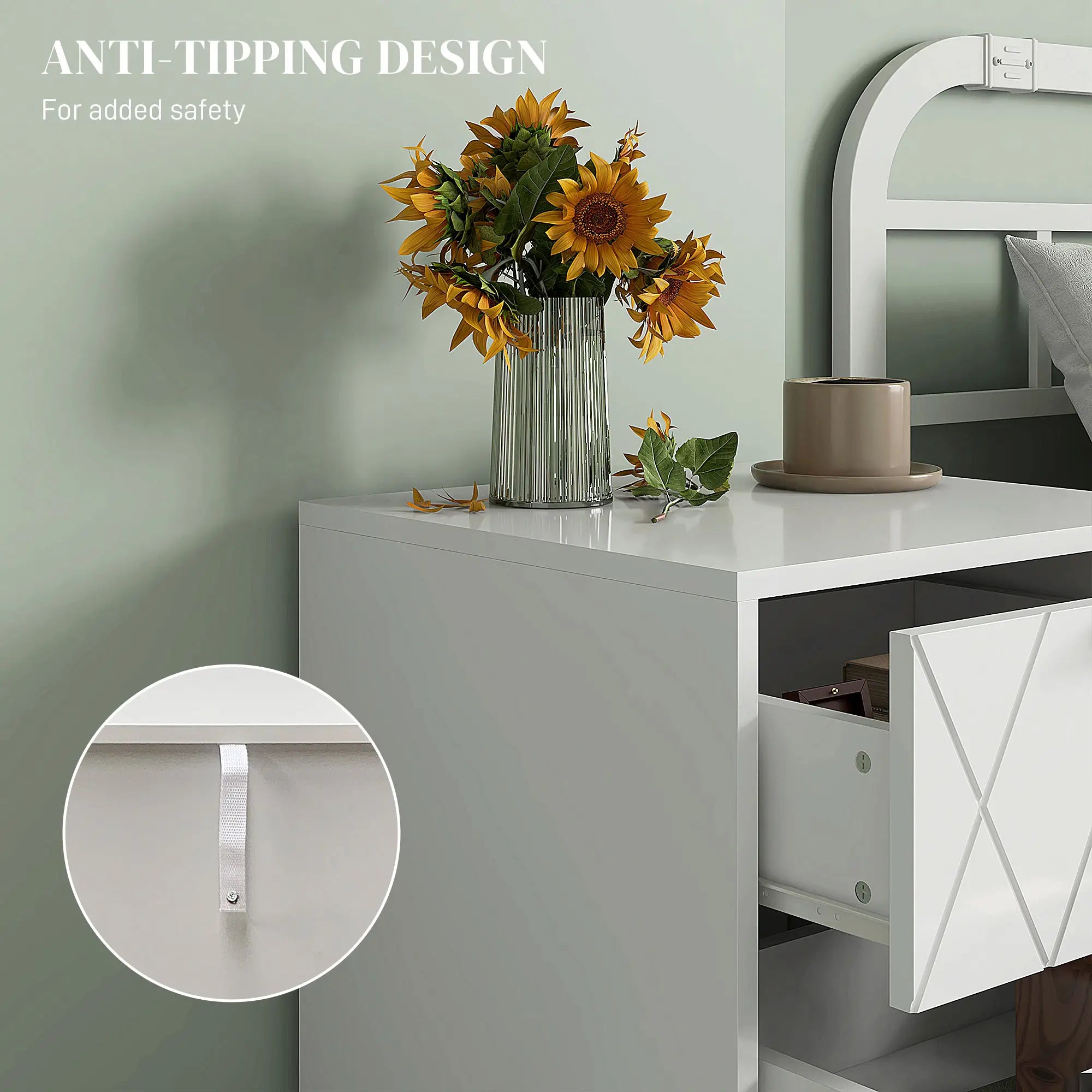 Modern Bedside Table, 2 Drawer Nightstand, White Bedside Tables at Gallery Canada