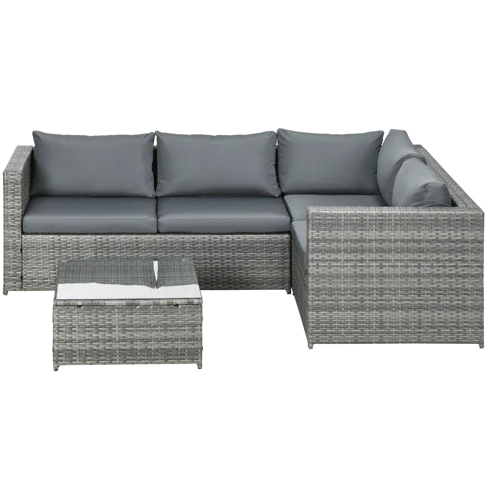 3 Pc Rattan Wicker Outdoor Conversation Set With Loveseats, Coffee Table, Grey Patio Furniture Sets Grey at Gallery Canada