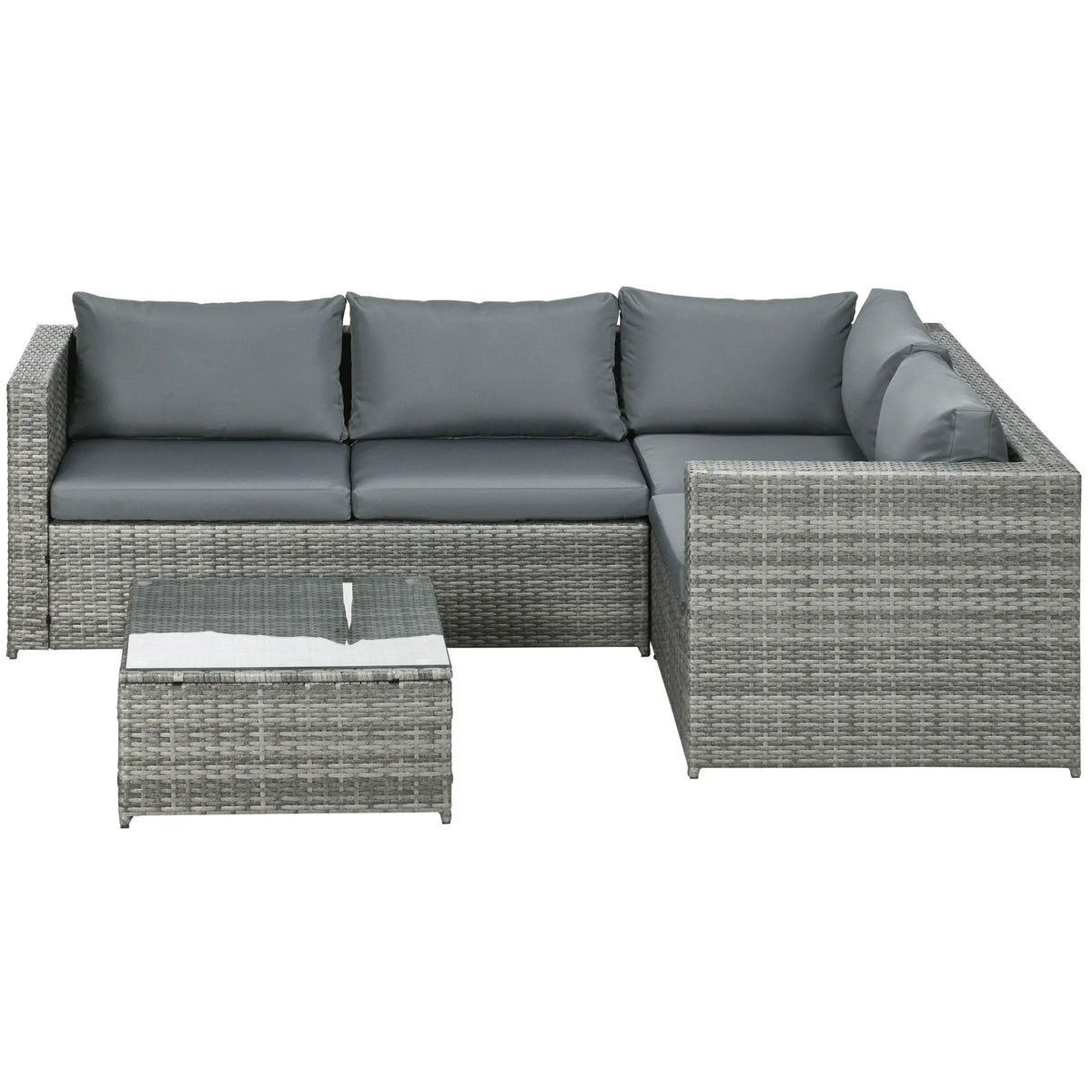 3 Pc Rattan Wicker Outdoor Conversation Set With Loveseats, Coffee Table, Grey Patio Furniture Sets Grey at Gallery Canada