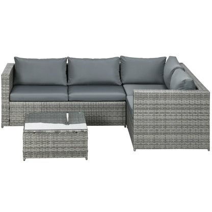 3 Pc Rattan Wicker Outdoor Conversation Set With Loveseats, Coffee Table, Grey Patio Furniture Sets Grey at Gallery Canada