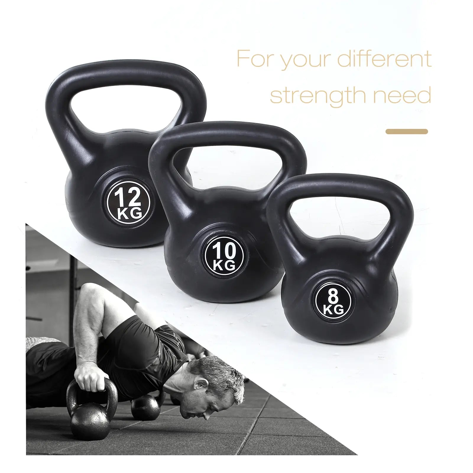 26lb Fitness Kettlebell, Plastic Exercise Weight, Sand Filled, Noise Reduction Strength Training Equipment at Gallery Canada