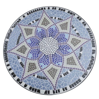 23.6" Mosaic Round Patio Table, Ceramic Tabletop, Multicolor Patio Side Tables at Gallery Canada