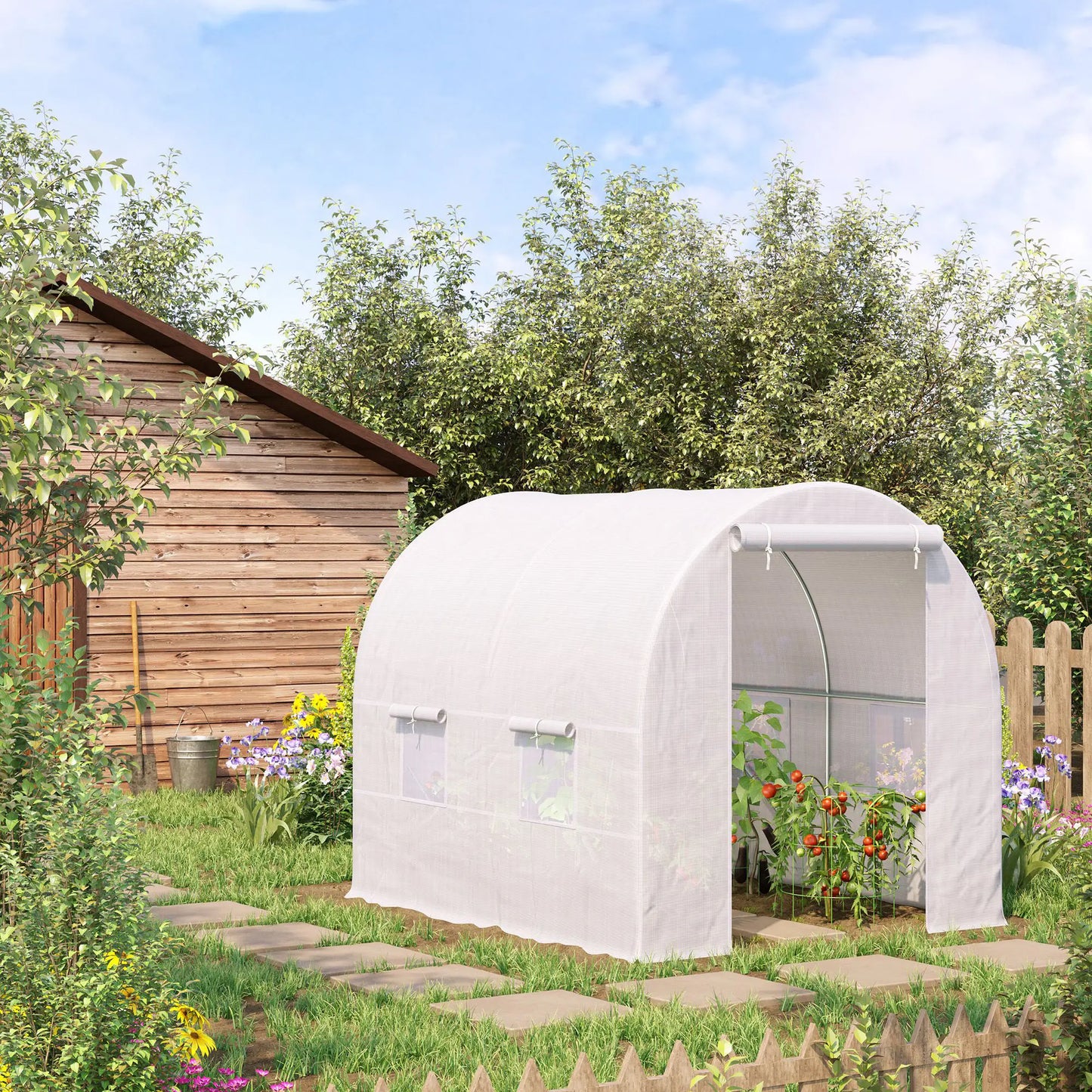 8.2x6.6x6.6ft Walk-in Greenhouse, Portable Garden Plant House, White Walk In Greenhouses at Gallery Canada