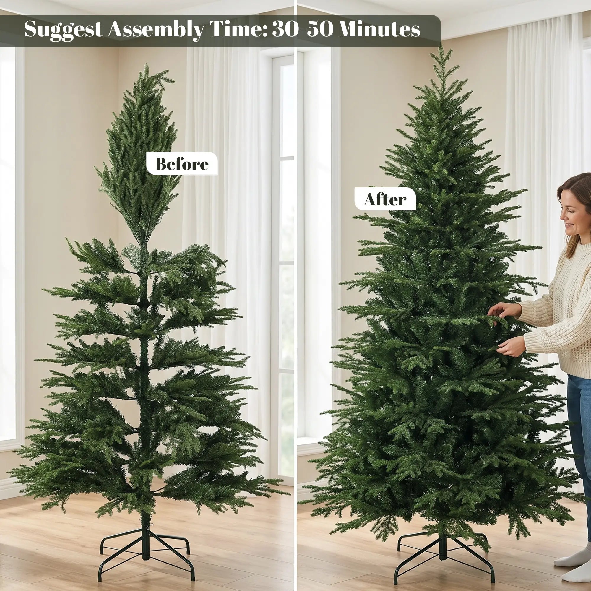 7ft Artificial Christmas Tree Full Hinged Xmas Tree, Green Artificial Christmas Trees at Gallery Canada