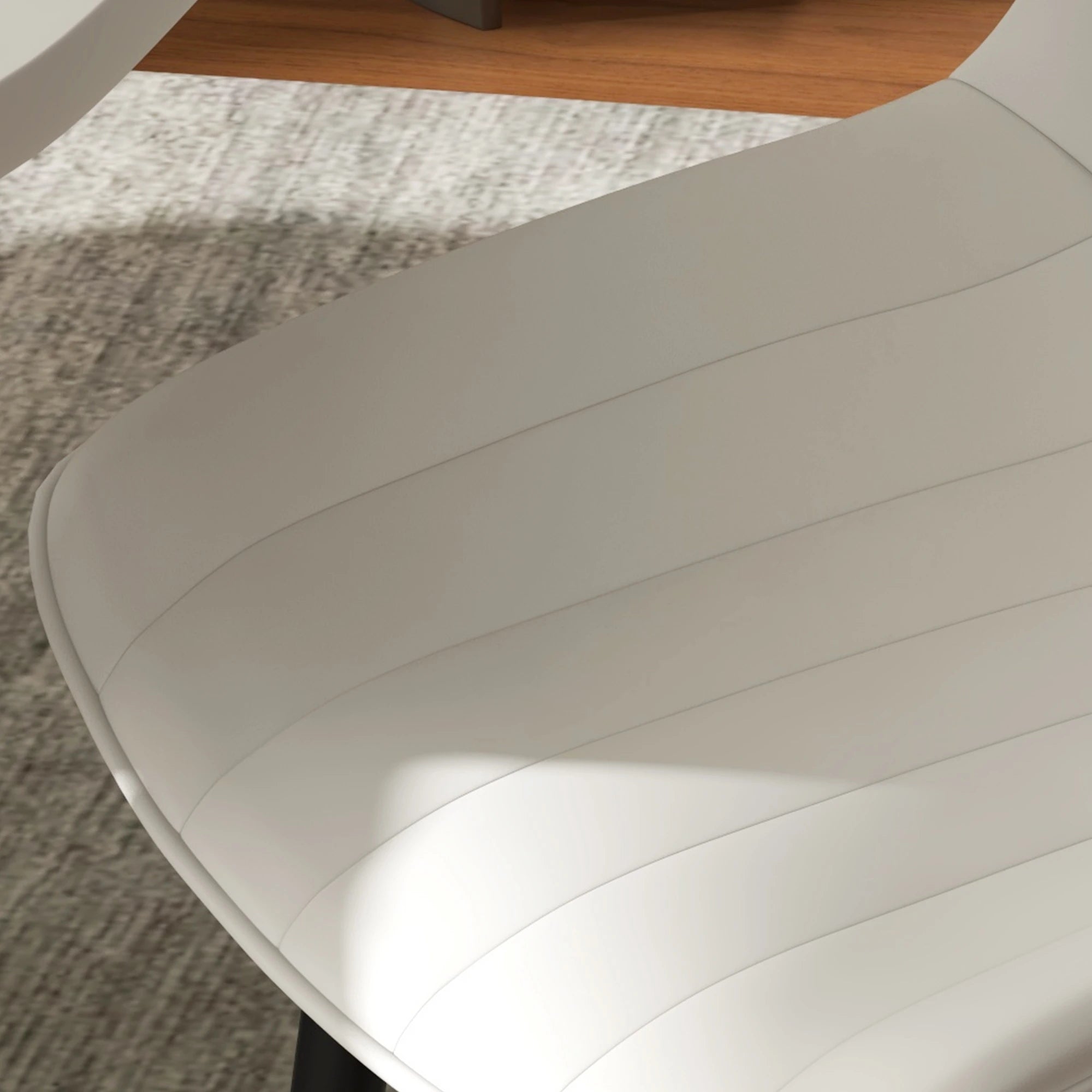 Modern Dining Chairs Set of 2, PU Leather Upholstery, Steel Legs, Cream Bar Stools at Gallery Canada