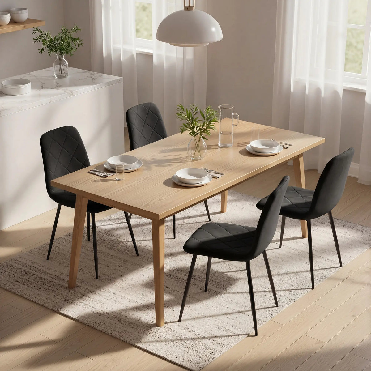 Upholstered Dining Chairs Set of 4, Steel Legs, Modern Kitchen, Black Dining Chairs at Gallery Canada