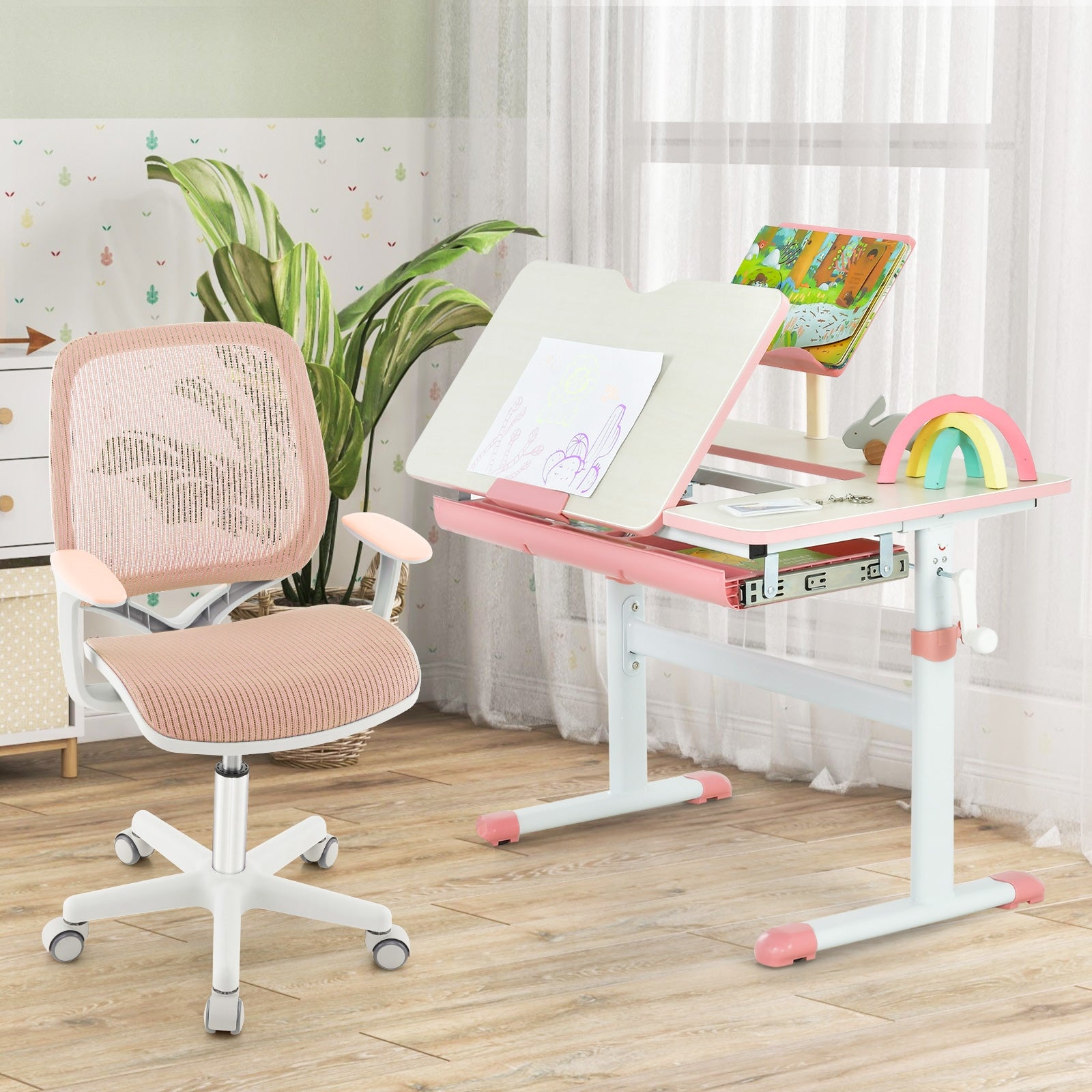 Swivel Mesh Children Computer Chair, Adjustable Height, Pink Kids Chairs & Seating at Gallery Canada
