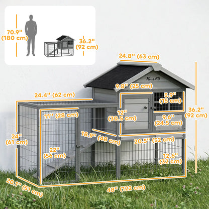 48"L Large Wooden Rabbit Hutch Outdoor, Grey Rabbit Hutch at Gallery Canada