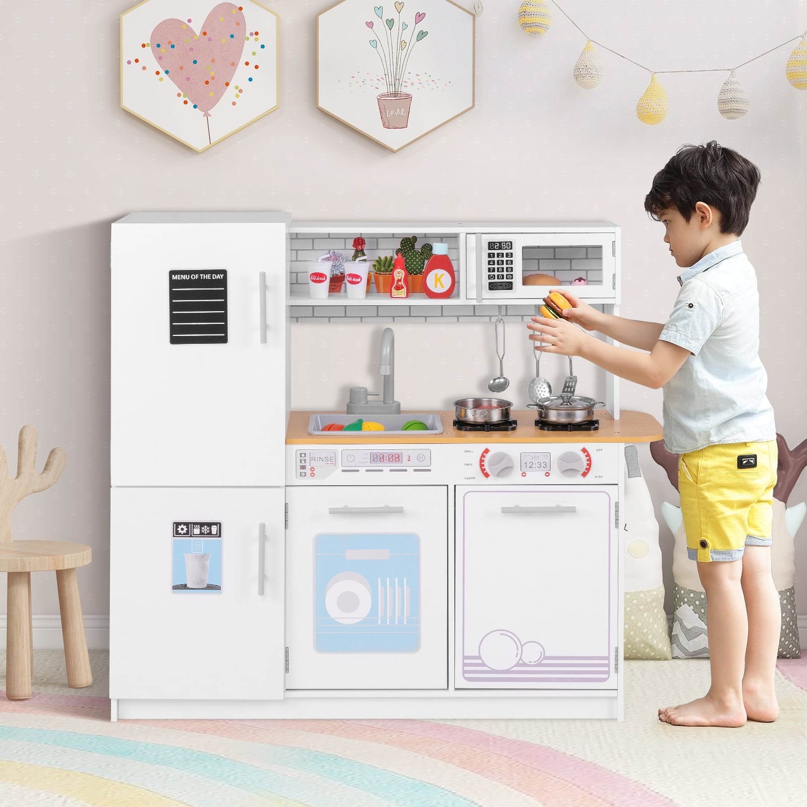 Toddler Pretend Play Kitchen Toy, White Play Kitchen Sets at Gallery Canada