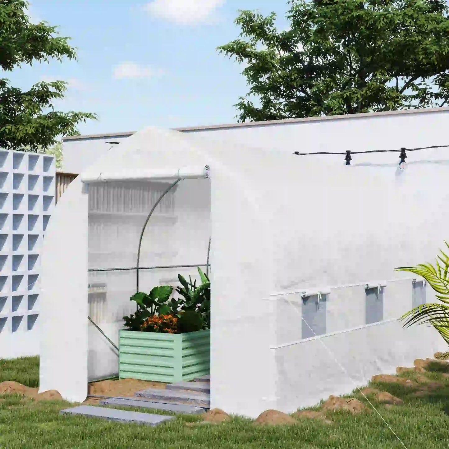 11.5' x 6.6' x 6.6' Portable Walk-In Greenhouse, White Tunnel Greenhouses at Gallery Canada