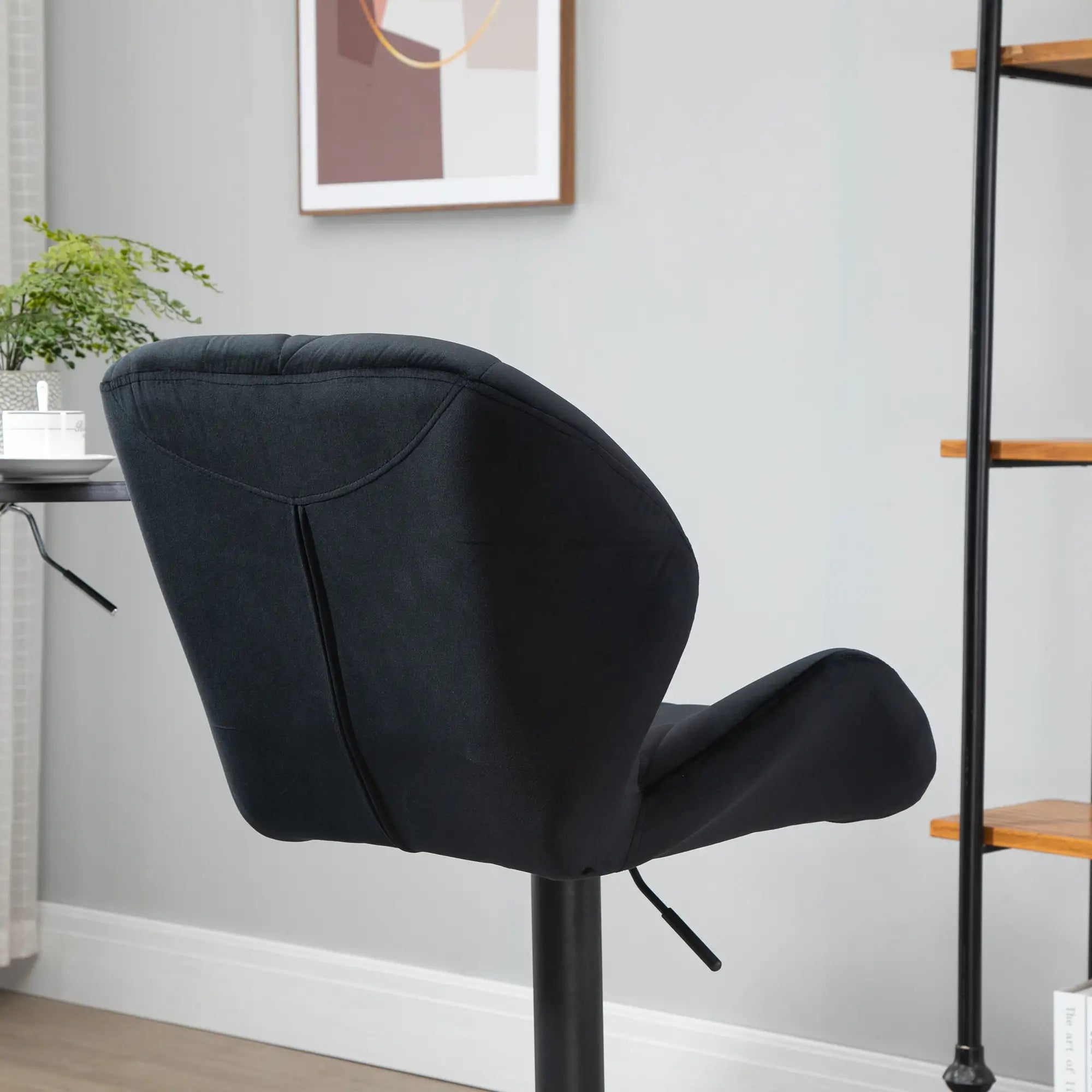 Adjustable Height Fabric Bar Stool Set of 2, Swivel Seat, Black Bar Stools at Gallery Canada