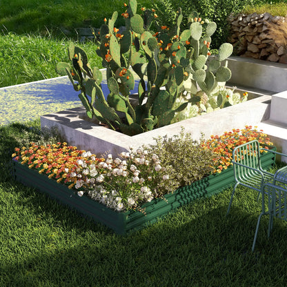 Galvanized Raised Garden Bed, Steel Planter Box, 82" x 109" x 12", Green Galvanized Planter Boxes at Gallery Canada