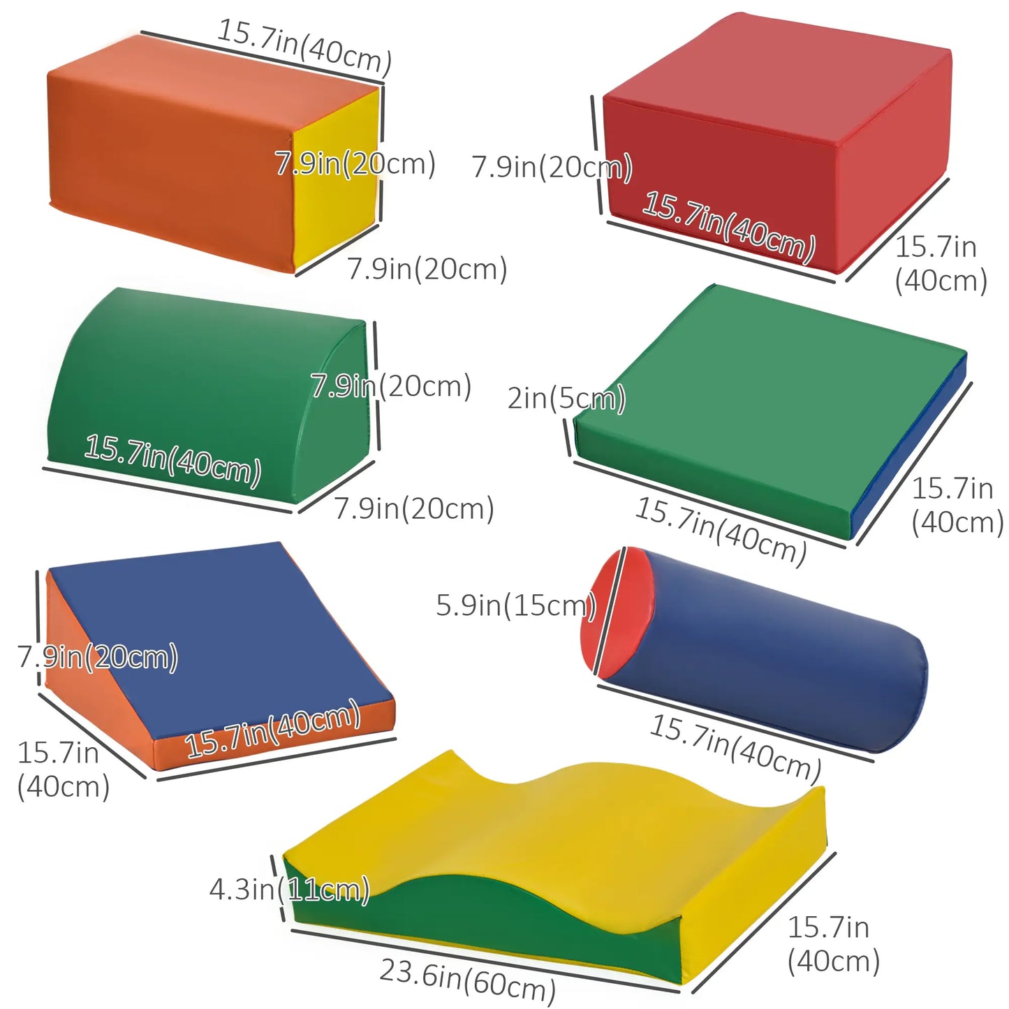 7 Pieces Soft Play Foam Climbing Blocks, Kids Indoor Play Toys, Multicolour Baby Gym & Playmats at Gallery Canada