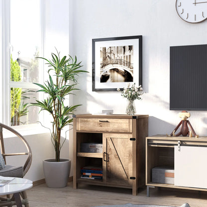 Rustic Barn Door Storage Cabinet, Modern Farmhouse Buffet Sideboard, Light Oak Bar Cabinets at Gallery Canada