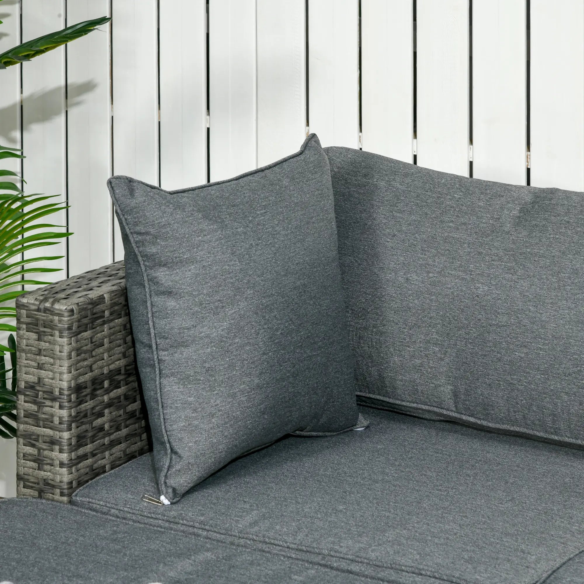 6-Piece Patio Rattan Sofa Set with Cushions, Grey Glass Table, Grey Patio Furniture Sets at Gallery Canada