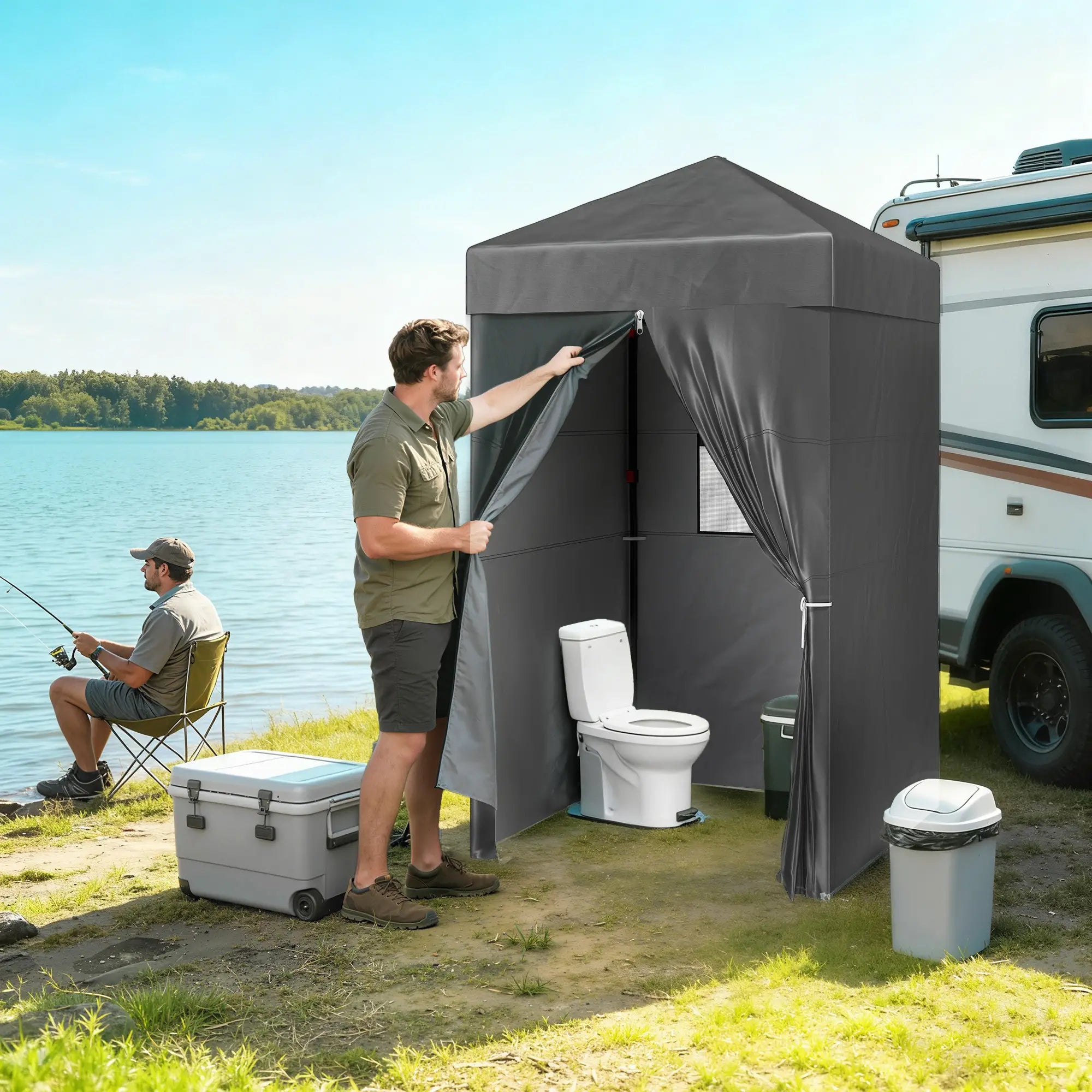4x4 ft Pop Up Canopy Tent, UPF 50+ Changing Room, Dark Grey Pop Up Canopies at Gallery Canada