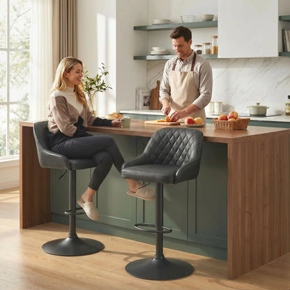 Adjustable Swivel Bar Stools With Backrest, Set Of 2, Black Bar Stools at Gallery Canada