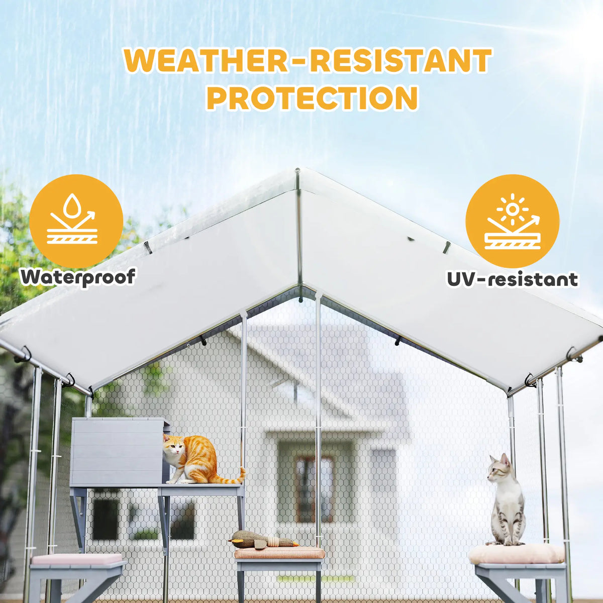 79" Extra Large Metal Outdoor Catio, Waterproof Cover, Resting Box, 4 Platforms Outdoor Cat Enclosures at Gallery Canada