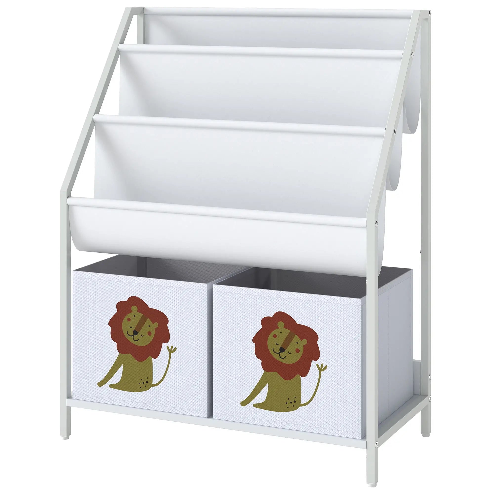3-Tier Sling Bookshelf With Toy Storage, Montessori Organizer Baby & Kids Storage White at Gallery Canada
