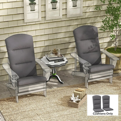Adirondack Chair Replacement Cushion, With Back And Ties, Dark Grey