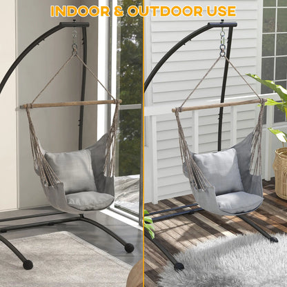 Hanging Hammock Chair Stand, C Shape Heavy Duty Metal Frame, Black Hammock Stands at Gallery Canada