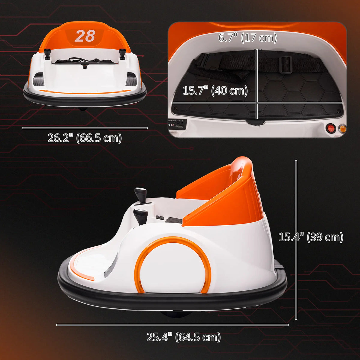12V Bumper Car, 360 Degree Remote Control, Lights Music Horn, 1.5-5 Years, Orange Electric Toy Cars at Gallery Canada