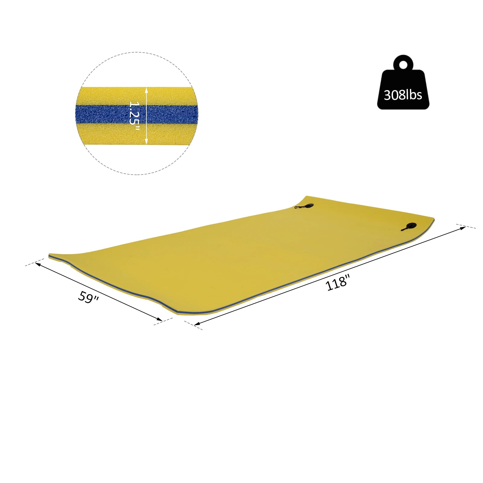 10' x 5' Roll-Up Pool Float Pad, Water Mat for Play, Relaxation, Yellow Floating Water Mats at Gallery Canada
