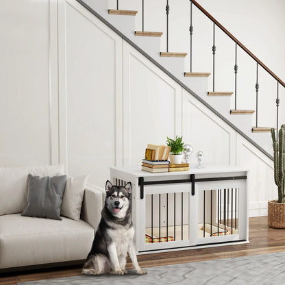 39" Dog Crate Furniture, End Side Table for Large Dogs, White Houses, Kennels & Pens at Gallery Canada