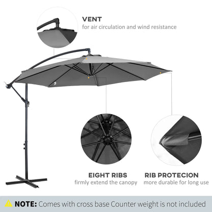 9.7ft Offset Patio Umbrella, Crank Handle, 8 Ribs, Cross Base, Cream Offset Cantilever Umbrellas at Gallery Canada