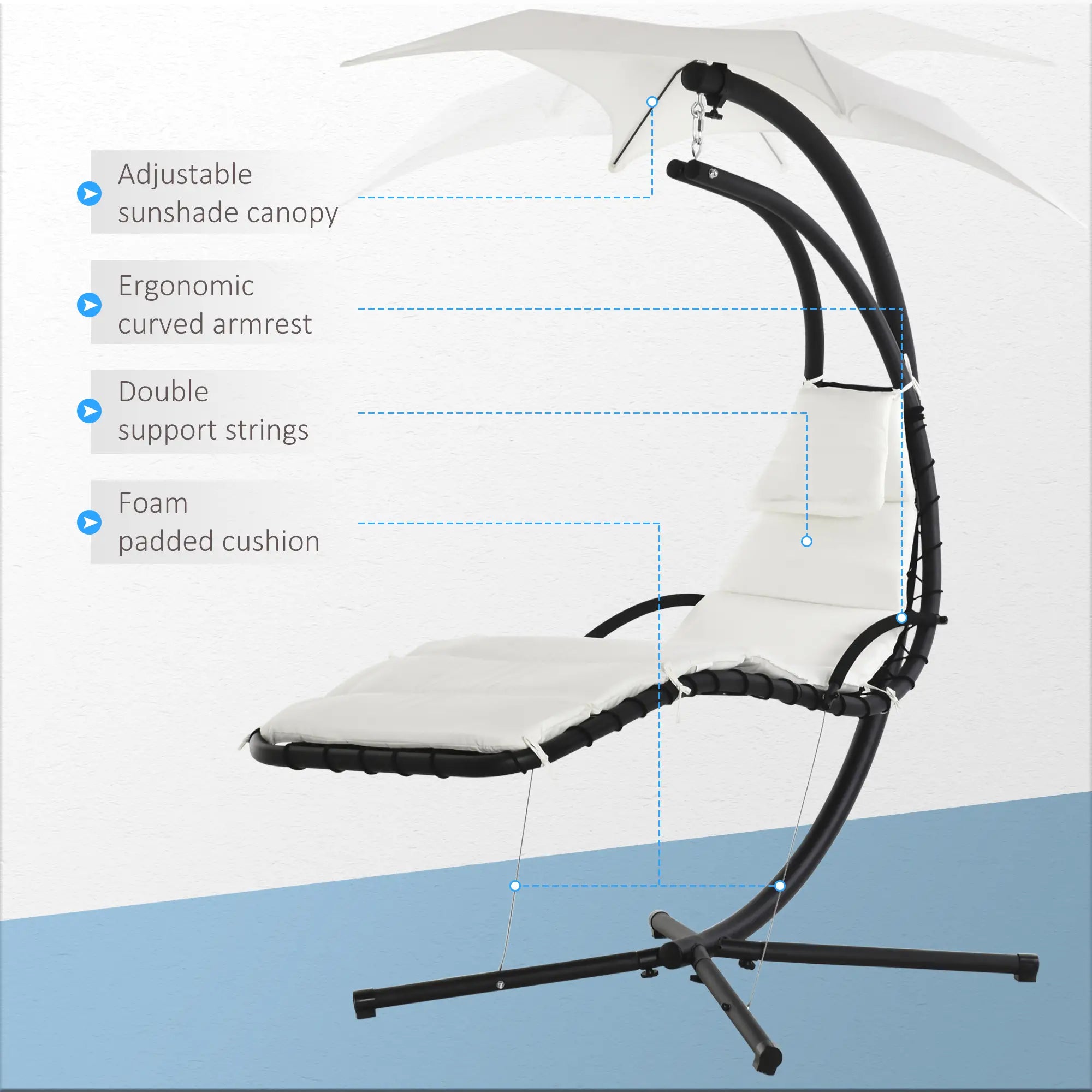 Swing Chaise with Stand, Floating Chaise Lounge, Cream White Patio Swings with Stand at Gallery Canada