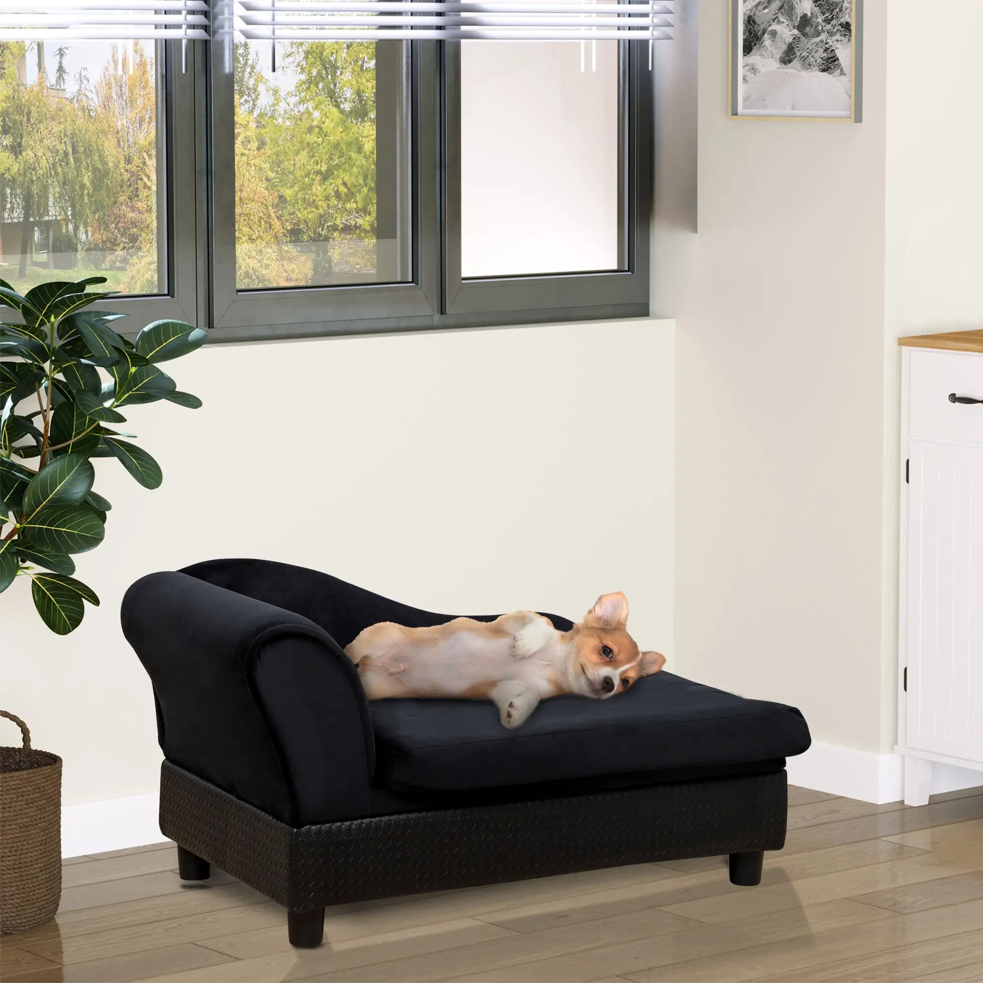 Small Pet Sofa, Dog Couch with Storage, Sponge Cushioned Bed, Black Dog Sofas at Gallery Canada