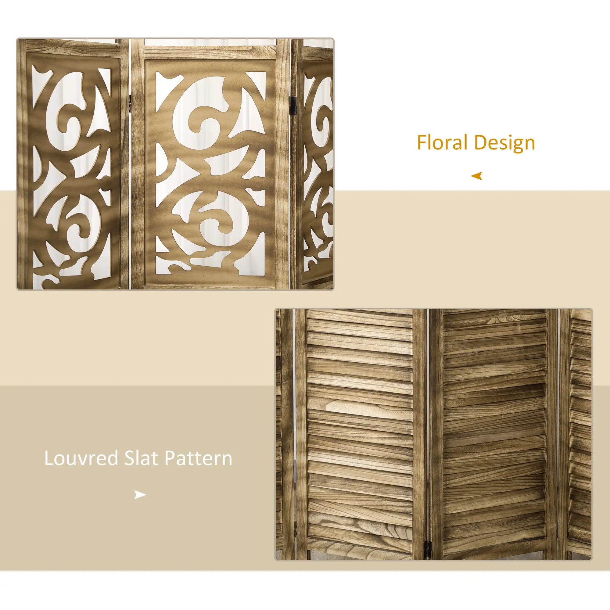 5.6 Ft Room Divider, 4 Panel Folding Privacy Screen, Brown Room Dividers at Gallery Canada