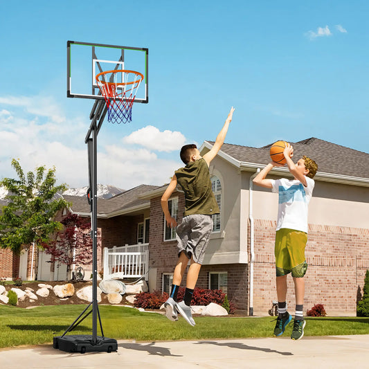 Adjustable Basketball Hoop, 4.1-8.5ft, 33" Shatterproof Board, 18" Rim Basketball Black, Green at Gallery Canada