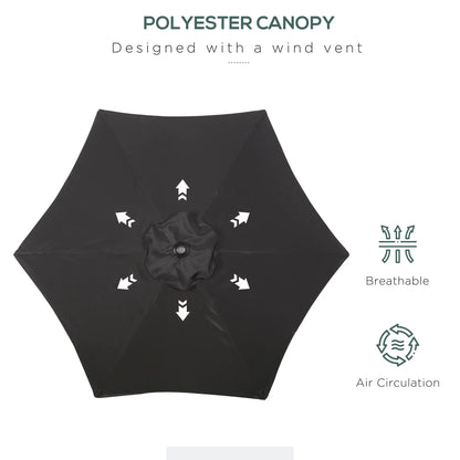6.6FT Outdoor Patio Umbrella, 6 Solid Ribs, Black Patio Umbrellas at Gallery Canada