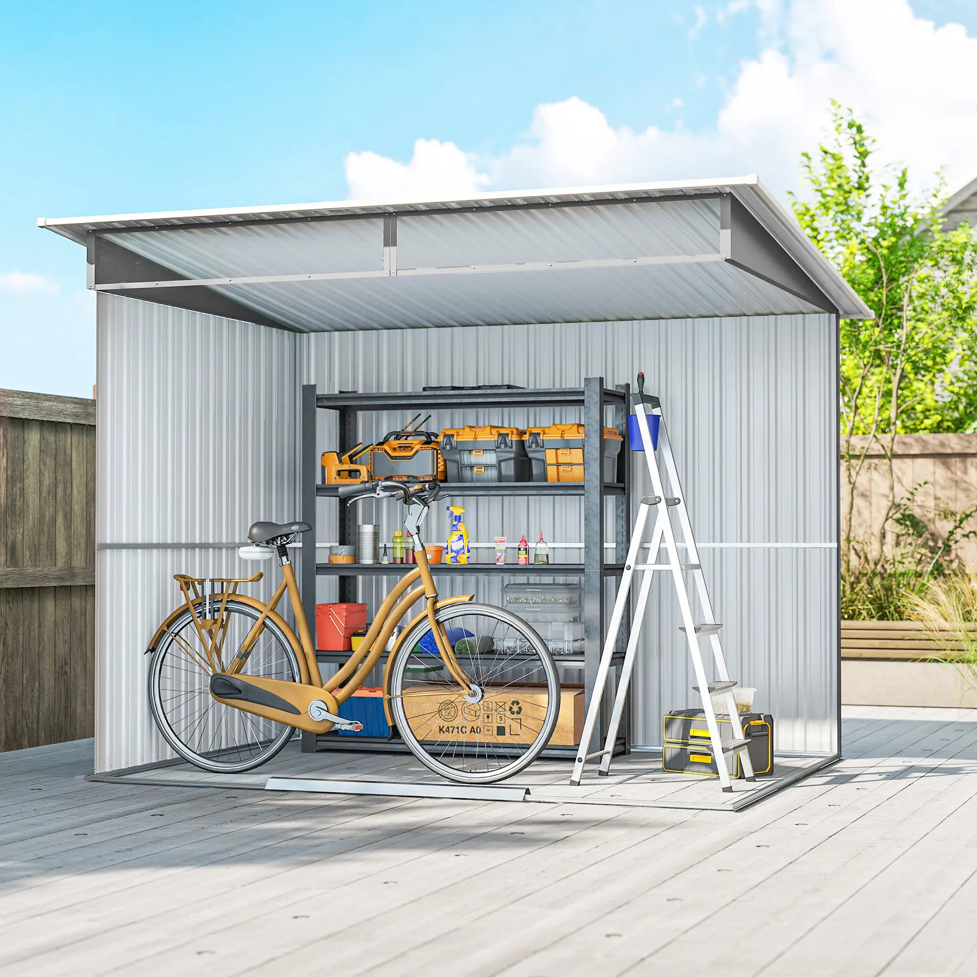 8.5' x 6' Metal Garden Shed, Utility Tool Storage, Grey Sheds at Gallery Canada