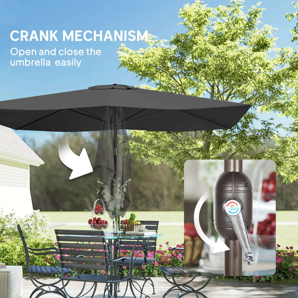 6.5x10ft Rectangle Patio Umbrella, Black
