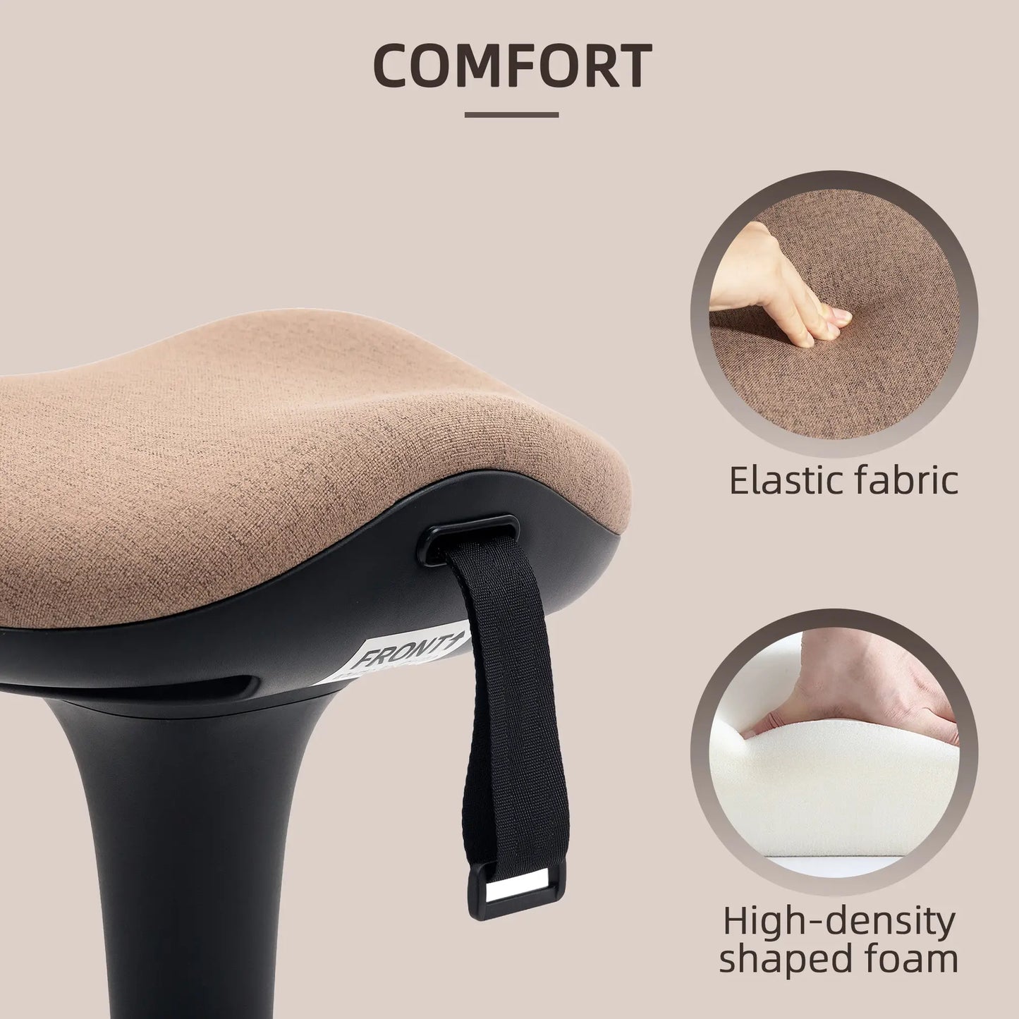 Adjustable Ergonomic Swivel Standing Stool, Brown Office Chairs at Gallery Canada