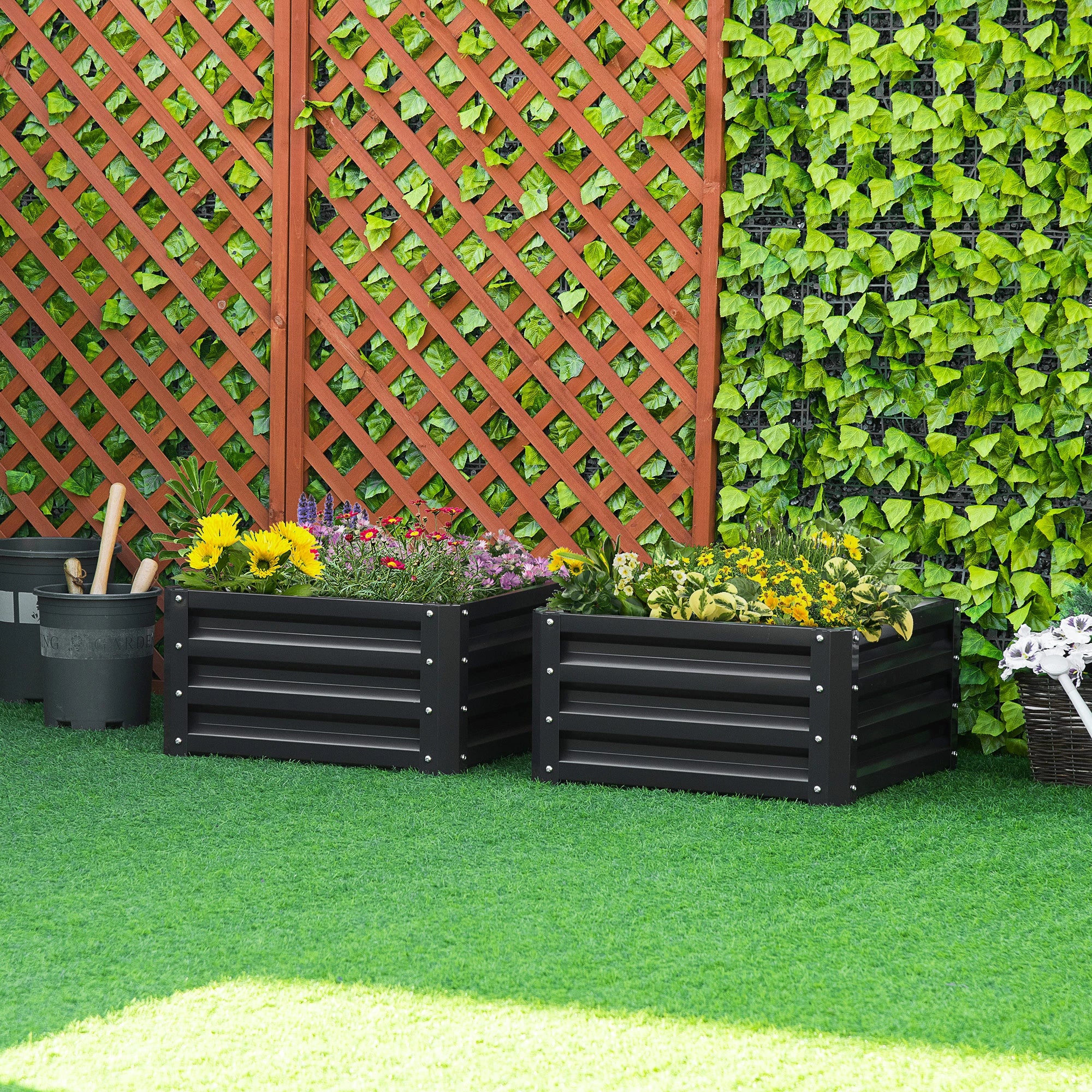 2' x 2' x 1' Raised Garden Bed, 2-Pieces, Color Steel Frame, Grey Galvanized Planter Boxes at Gallery Canada