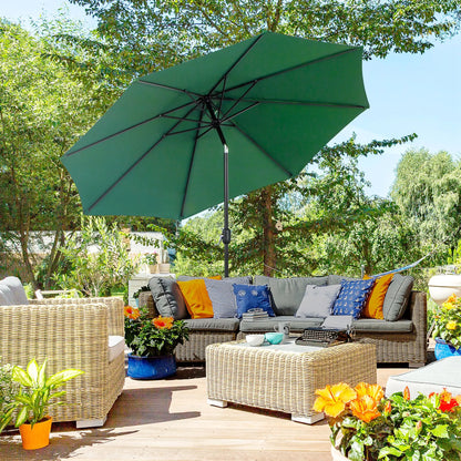 10' x 8' Round Market Umbrella, Crank Handle, Tilt, Green Sun Umbrellas at Gallery Canada