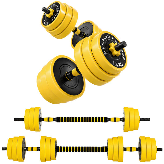 Adjustable Dumbbell Barbell Set 44lbs, Strength Training, Home Gym Dumbbells & Barbells Black and Yellow at Gallery Canada