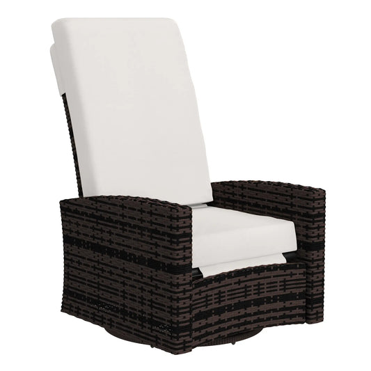 Outdoor Rattan Wicker Lounge Chair with Footrest, Soft Cushion, Khaki Patio Chairs Mixed Brown Rattan, Khaki Cushion at Gallery Canada