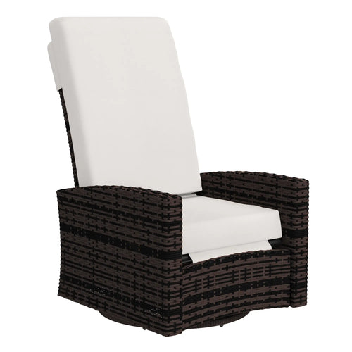 Outdoor Rattan Wicker Lounge Chair with Footrest, Soft Cushion, Khaki