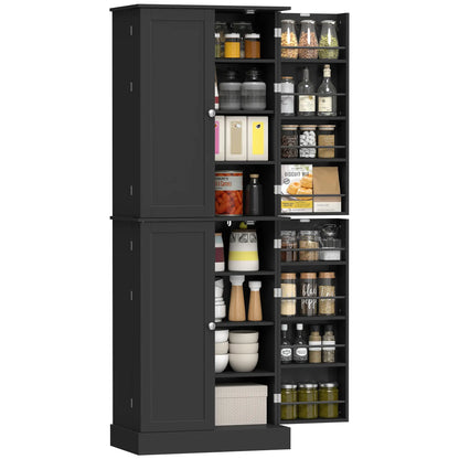 65" Kitchen Cabinet, Pantry With 4 Doors, 16 Shelves, Black Kitchen Pantry Cabinets at Gallery Canada