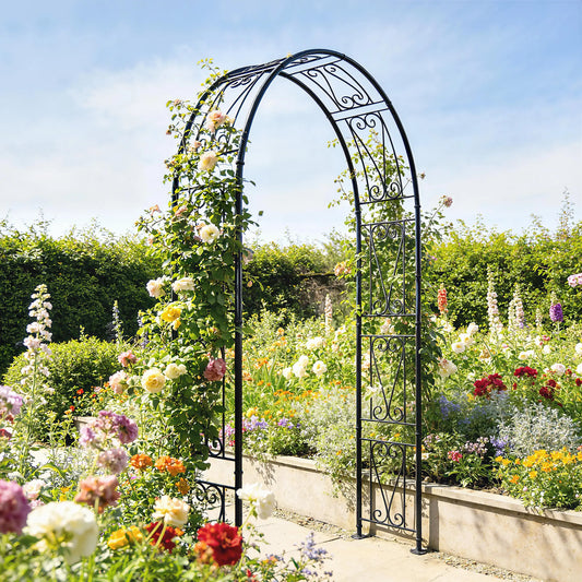 8 ft Garden Arch, Outdoor Trellis Arbor, Black Garden Arches Black at Gallery Canada
