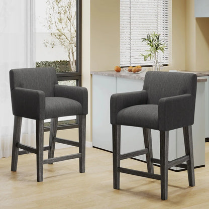 Upholstered Counter Stools, Rubberwood Frame, 24×23×39.5 inch, Charcoal Bar Stools at Gallery Canada