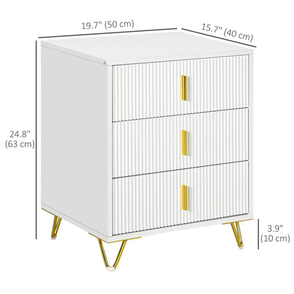 3-Drawer Storage Cabinet, Metal Legs, 19.7"x15.7"x24.8", White Storage Cabinets at Gallery Canada