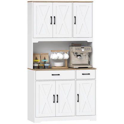 Tall Kitchen Pantry, 6 Doors, 2 Drawers, Adjustable Shelves, White Kitchen Pantry Cabinets at Gallery Canada